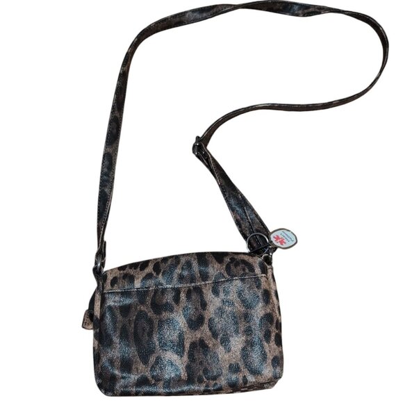 Lule Crossbody Purse in a Faux Leather Leopard Print with Adjustable Strap - Picture 2 of 4